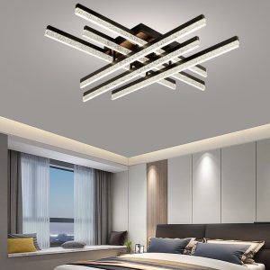 009 💡 Lustra LED F2818/3+3 BK –Elit's Design Geometric, Control Complet