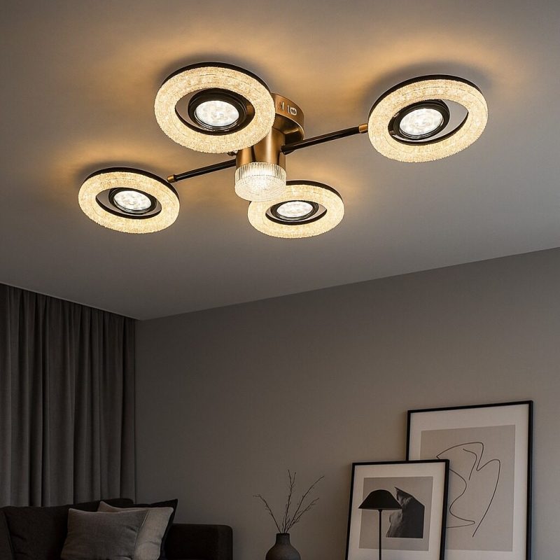 Lustră LED elegantă cu design geometric –Elit's Model 26053/2+2+1GM+FGD