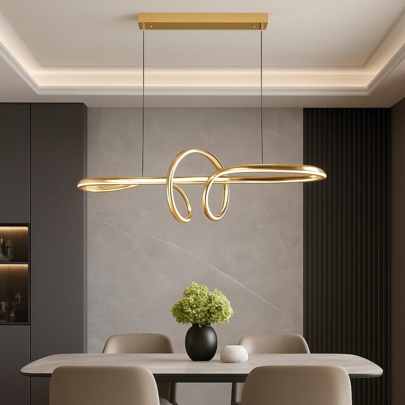 Pendul LED Elegant 61012/930+280FGD Elit's, cu Lumină Reglabilă și Telecomandă, Finisaj Auriu
