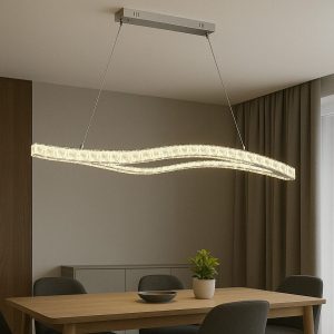 Pendul LED cu Cristale, Design Ondulat Dublu, 120W Elit's