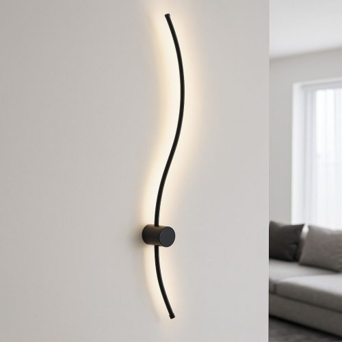 Aplica LED de perete, design ondulat, 38W total, L ≈ 1000 mm, temperatură reglabilă 3000K–6500K, negru –Elit's model 59093/1000