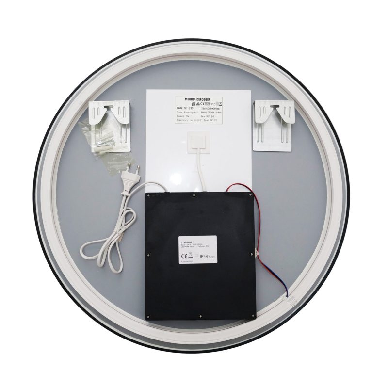 J186-60_5 🪞 Oglindă LED cu Touch, Funcție Dezaburire și 3 Tipuri de Lumină –Elit's Model J188-60 Smack, Ø60 cm, Ramă Negru Mat