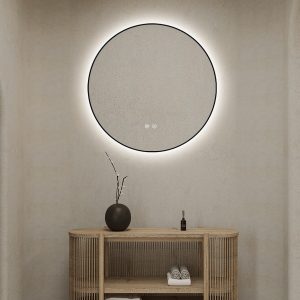 J186-60_9 🪞 Oglindă LED cu Touch, Funcție Dezaburire și 3 Tipuri de Lumină –Elit's Model J188-60 Smack, Ø60 cm, Ramă Negru Mat