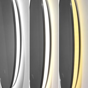 J186-80_1 🪞 Oglindă LED cu Touch și Funcție Dezaburire, 3 Tipuri de Lumină – Ø80 cm, Ramă Negru Mat,Elit's Model J188-80 Smack