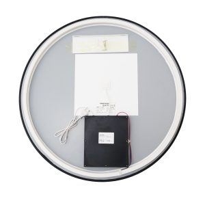 J186-80_3 🪞 Oglindă LED cu Touch și Funcție Dezaburire, 3 Tipuri de Lumină – Ø80 cm, Ramă Negru Mat,Elit's Model J188-80 Smack