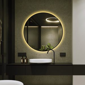 J186-80_9 🪞 Oglindă LED cu Touch și Funcție Dezaburire, 3 Tipuri de Lumină – Ø80 cm, Ramă Negru Mat,Elit's Model J188-80 Smack