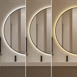 J186-90_10 🪞 Oglindă LED cu Touch, Funcție Dezaburire și 3 Tipuri de Lumină – Ramă Negru Mat, 90 cm,Elit's Model J188-90 Smack