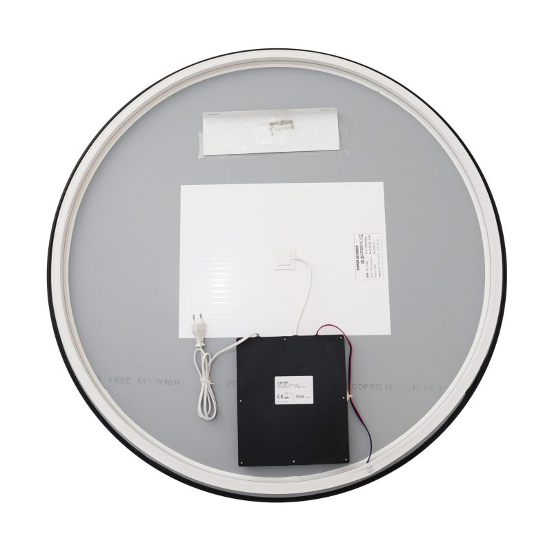 J186-90_2 🪞 Oglindă LED cu Touch, Funcție Dezaburire și 3 Tipuri de Lumină – Ramă Negru Mat, 90 cm,Elit's Model J188-90 Smack