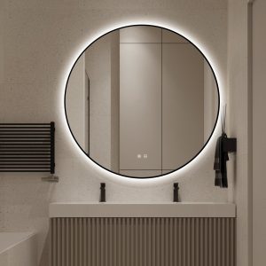 J186-90_7 🪞 Oglindă LED cu Touch, Funcție Dezaburire și 3 Tipuri de Lumină – Ramă Negru Mat, 90 cm,Elit's Model J188-90 Smack