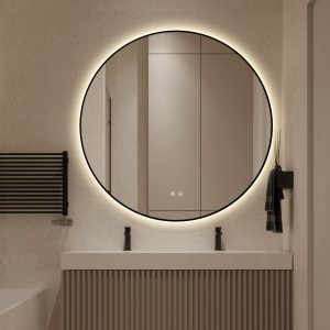 J186-90_8 🪞 Oglindă LED cu Touch, Funcție Dezaburire și 3 Tipuri de Lumină – Ramă Negru Mat, 90 cm,Elit's Model J188-90 Smack