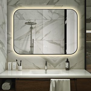 🪞 Oglindă LED cu Touch și Funcție Dezaburire – Ramă Negru, 100x70 cm,Elit's Model J187-10070 Smack