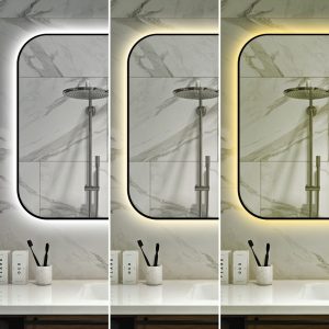 🪞 Oglindă LED cu Touch și Funcție Dezaburire – Ramă Negru, 100x70 cm,Elit's Model J187-10070 Smack