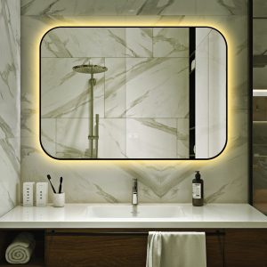 🪞 Oglindă LED cu Touch și Funcție Dezaburire – Ramă Negru, 100x70 cm,Elit's Model J187-10070 Smack