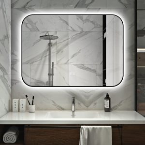 🪞 Oglindă LED cu Touch și Funcție Dezaburire – Ramă Negru, 100x70 cm,Elit's Model J187-10070 Smack