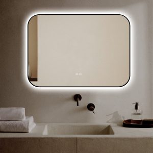 🪞 Oglindă LED cu Touch și Funcție Dezaburire – Ramă Negru, 100x70 cm,Elit's Model J187-10070 Smack