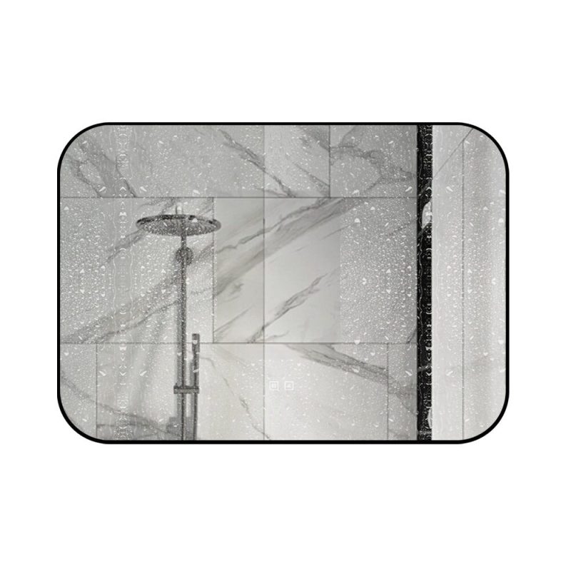 🪞 Oglindă LED cu Touch și Funcție Dezaburire – Ramă Negru, 100x70 cm,Elit's Model J187-10070 Smack