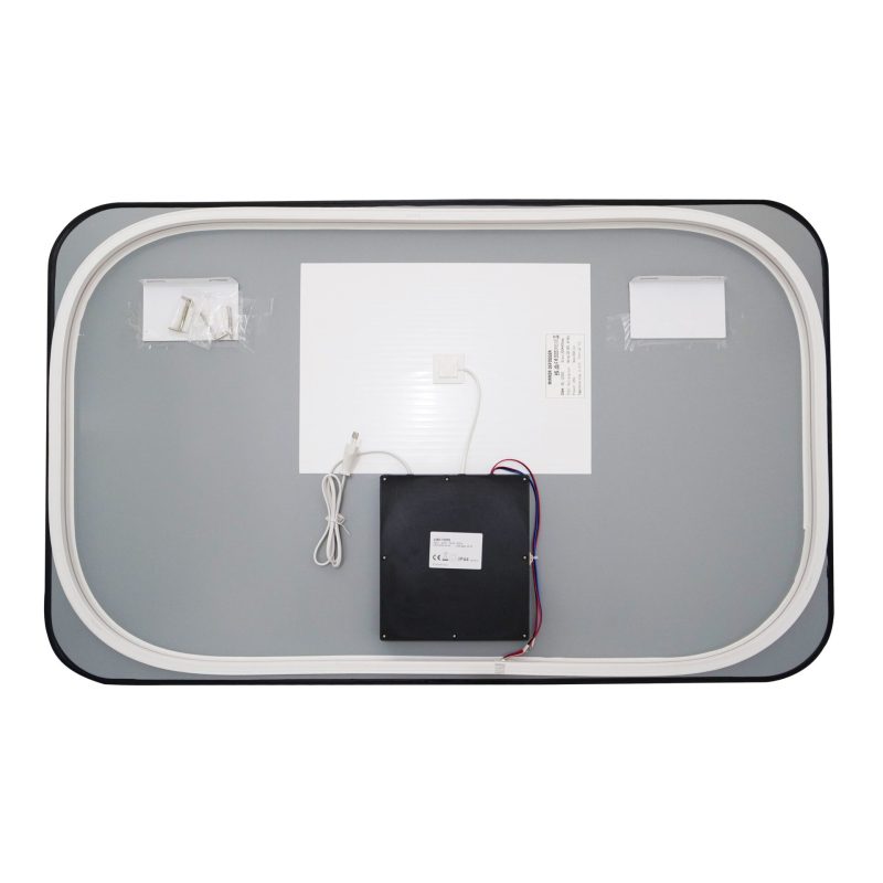 🪞 Oglindă LED cu Touch și Funcție Dezaburire – Ramă Negru, 110x70 cm, Model J187-11070 Smack