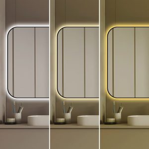 🪞 Oglindă LED cu Touch și Funcție Dezaburire – Ramă Negru, 110x70 cm, Model J187-11070 Smack
