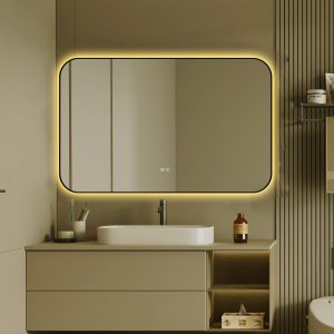 🪞 Oglindă LED cu Touch și Funcție Dezaburire – Ramă Negru, 110x70 cm, Model J187-11070 Smack
