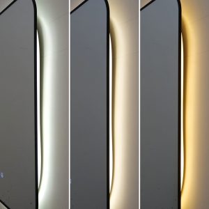 🪞 Oglindă LED cu Touch și Funcție Dezaburire – Ramă Negru, 110x70 cm, Model J187-11070 Smack