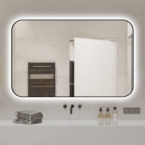 🪞 Oglindă LED cu Touch și Funcție Dezaburire – Ramă Negru, 110x70 cm, Model J187-11070 Smack