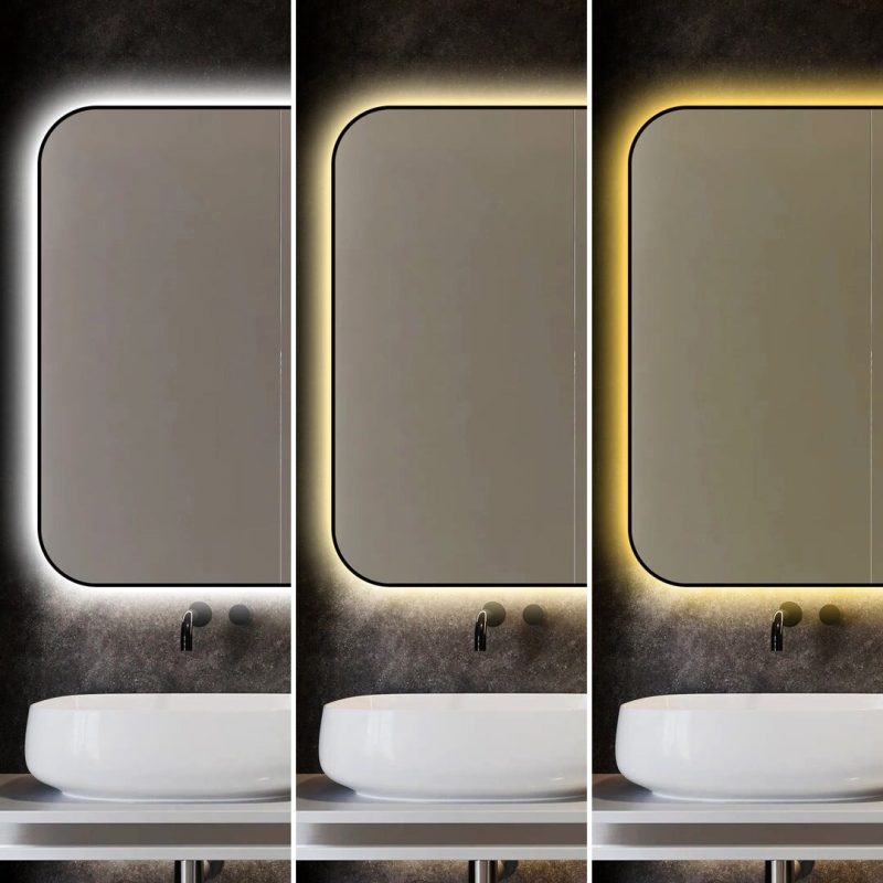 🪞 Oglindă LED cu Touch și Funcție Dezaburire – Ramă Negru, 120x80 cm,Elit's Model J187-12080 Smack