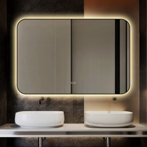 🪞 Oglindă LED cu Touch și Funcție Dezaburire – Ramă Negru, 120x80 cm,Elit's Model J187-12080 Smack