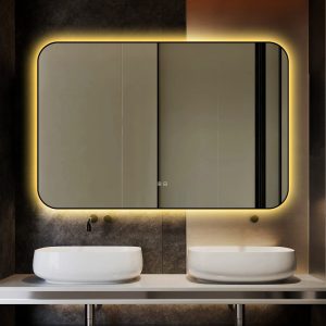 🪞 Oglindă LED cu Touch și Funcție Dezaburire – Ramă Negru, 120x80 cm,Elit's Model J187-12080 Smack