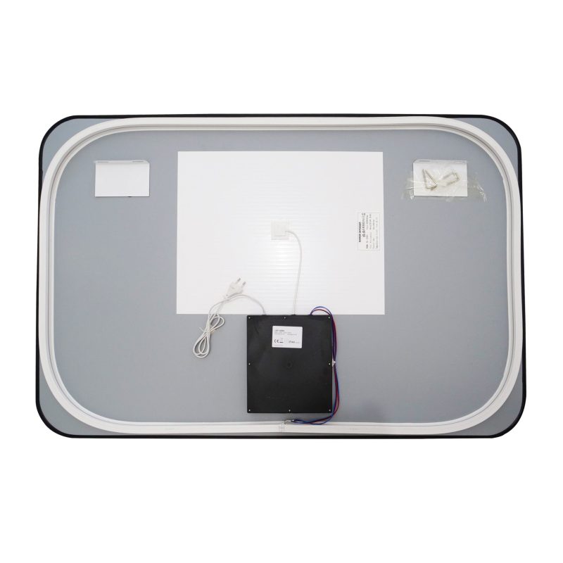 🪞 Oglindă LED cu Touch și Funcție Dezaburire – Ramă Negru, 120x80 cm,Elit's Model J187-12080 Smack