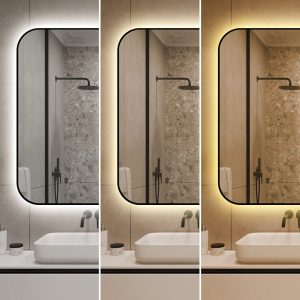 🪞 Oglindă LED cu Touch și Funcție Dezaburire – Ramă Negru, 130x80 cm,Elit's Model J187-13080 Smack