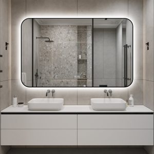 🪞 Oglindă LED cu Touch și Funcție Dezaburire – Ramă Negru, 130x80 cm,Elit's Model J187-13080 Smack