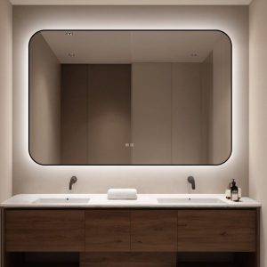 🪞 Oglindă LED cu Touch și Funcție Dezaburire – Ramă Negru, 130x80 cm,Elit's Model J187-13080 Smack