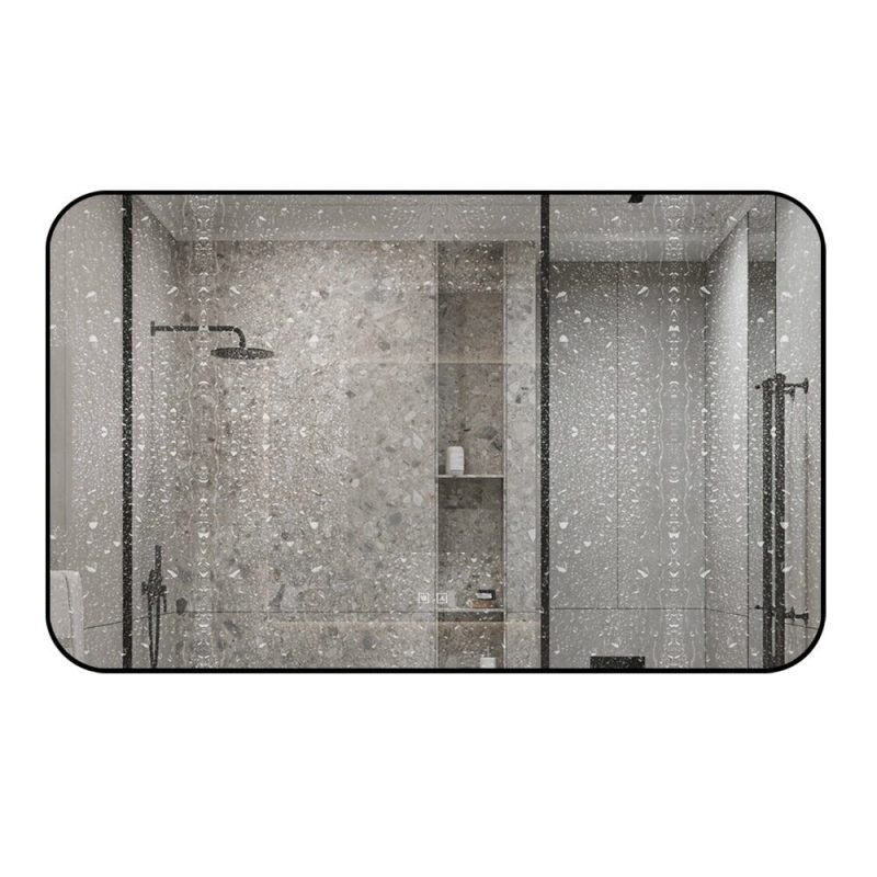 🪞 Oglindă LED cu Touch și Funcție Dezaburire – Ramă Negru, 130x80 cm,Elit's Model J187-13080 Smack