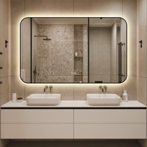 🪞 Oglindă LED cu Touch și Funcție Dezaburire – Ramă Negru, 130x80 cm,Elit's Model J187-13080 Smack