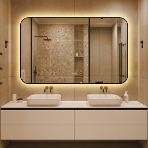 🪞 Oglindă LED cu Touch și Funcție Dezaburire – Ramă Negru, 130x80 cm,Elit's Model J187-13080 Smack