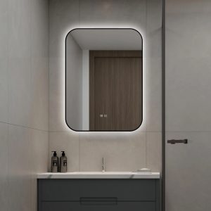 🪞 Oglindă LED cu Touch și Funcție Dezaburire – Ramă Negru, 60x80 cm,Elit's Model J187-6080 Smack