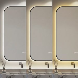 🪞 Oglindă LED cu Touch și Funcție Dezaburire – Ramă Negru, 60x80 cm,Elit's Model J187-6080 Smack