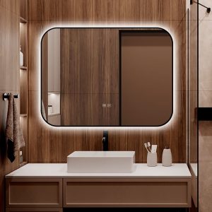 🪞 Oglindă LED cu Touch și Funcție Dezaburire – Ramă Negru, 80x60 cm,Elit's Model J187-8060 Smack