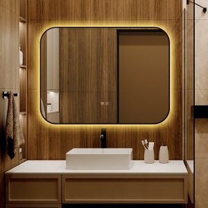 🪞 Oglindă LED cu Touch și Funcție Dezaburire – Ramă Negru, 80x60 cm,Elit's Model J187-8060 Smack