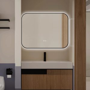 🪞 Oglindă LED cu Touch și Funcție Dezaburire – Ramă Negru, 80x60 cm,Elit's Model J187-8060 Smack