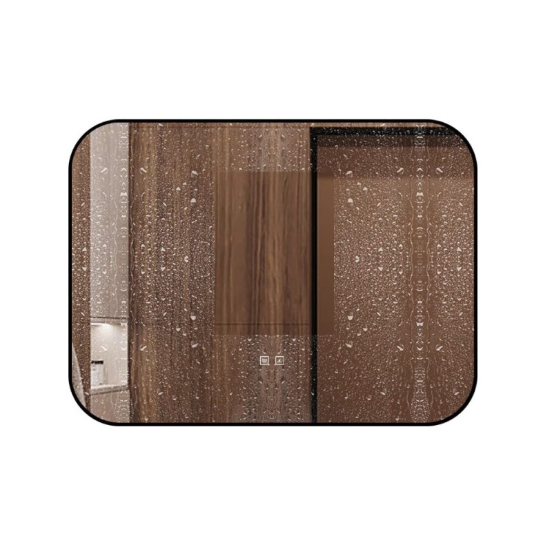 🪞 Oglindă LED cu Touch și Funcție Dezaburire – Ramă Negru, 80x60 cm,Elit's Model J187-8060 Smack