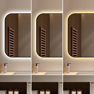 🪞 Oglindă LED cu Touch și Funcție Dezaburire – Ramă Negru, 90x65 cm,Elit's Model J187-9065 Smack