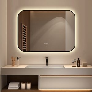 🪞 Oglindă LED cu Touch și Funcție Dezaburire – Ramă Negru, 90x65 cm,Elit's Model J187-9065 Smack