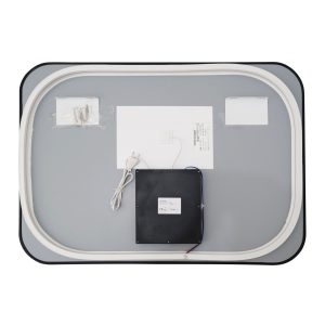 🪞 Oglindă LED cu Touch și Funcție Dezaburire – Ramă Negru, 90x65 cm,Elit's Model J187-9065 Smack