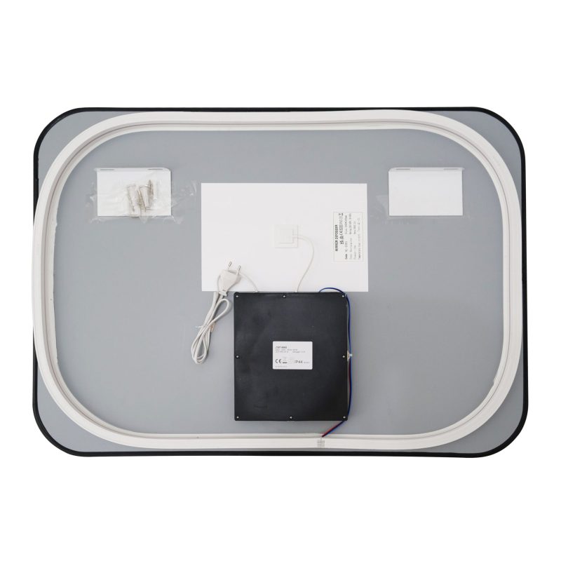🪞 Oglindă LED cu Touch și Funcție Dezaburire – Ramă Negru, 90x65 cm,Elit's Model J187-9065 Smack