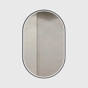 Oglindă de baie LED Elit’s Premium cu dezaburire – 50 × 90 cm, ramă neagră