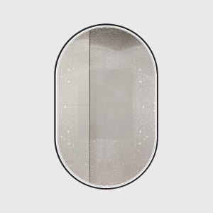Oglindă de baie LED Elit’s Premium cu dezaburire – 50 × 90 cm, ramă neagră