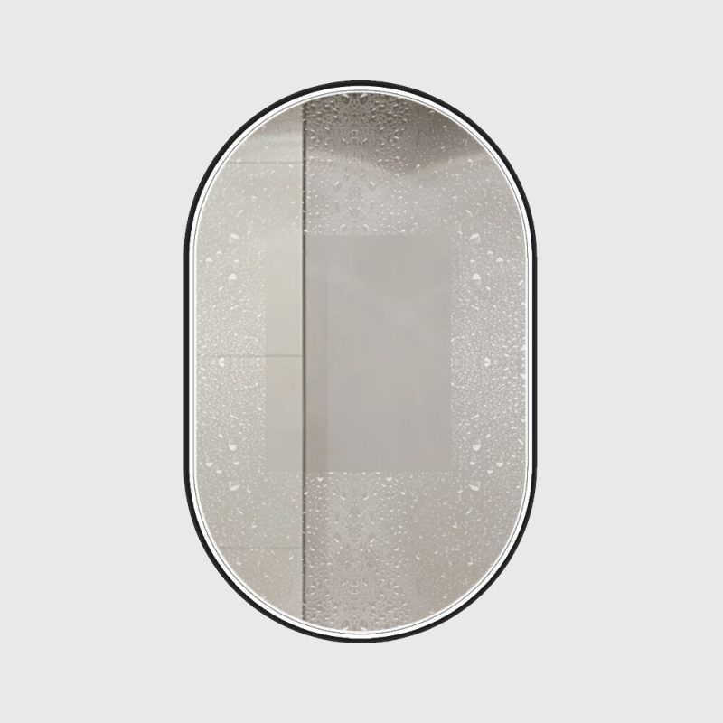 Oglindă de baie LED Elit’s Premium cu dezaburire – 50 × 90 cm, ramă neagră