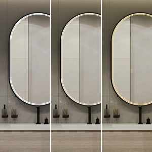 Oglindă de baie LED Elit’s Premium cu dezaburire – 50 × 90 cm, ramă neagră