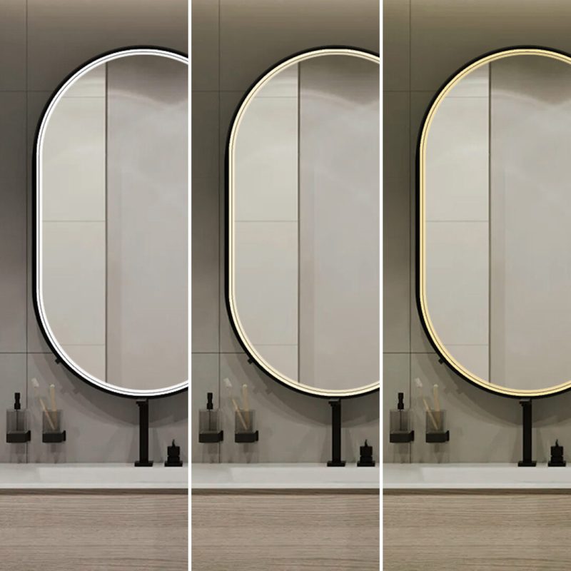 Oglindă de baie LED Elit’s Premium cu dezaburire – 50 × 90 cm, ramă neagră